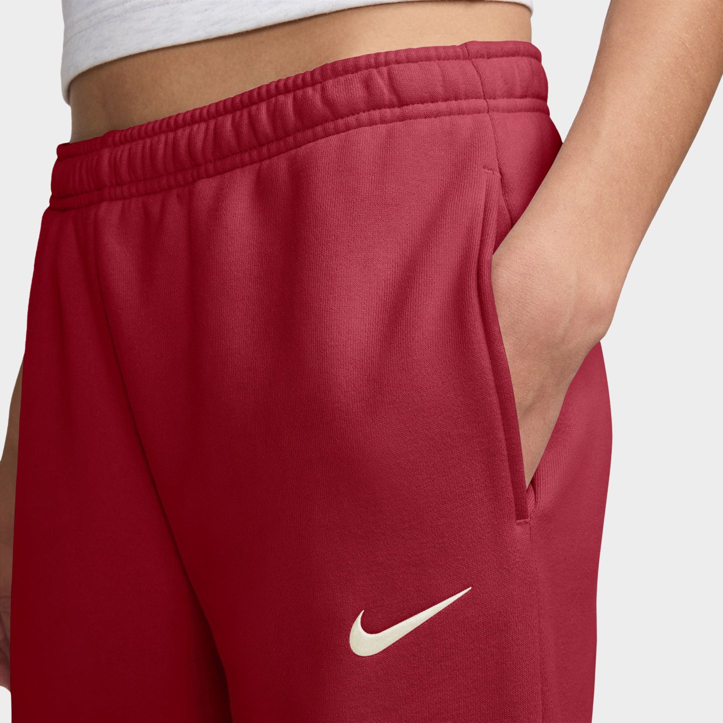 Nike Femmes Studio Polaire Pantalon large / Rouge Vif