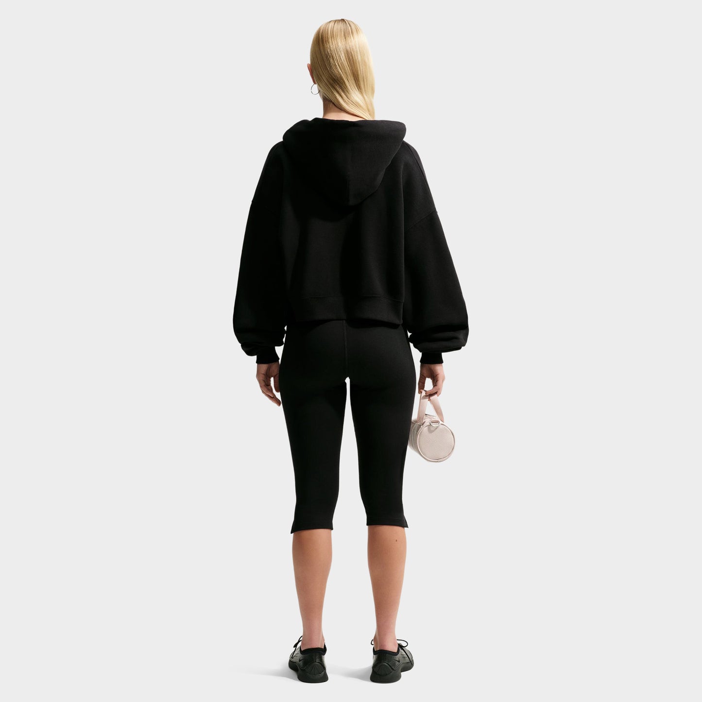 Nike Women's Studio Fleece Oversized Cropped Full Zip / Black