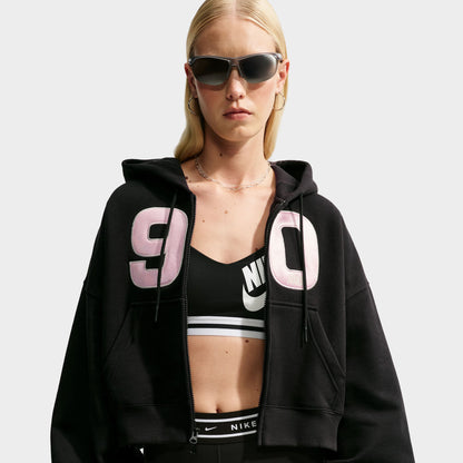 Nike Women's Studio Fleece Oversized Cropped Full Zip / Black