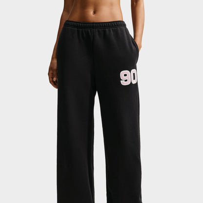 Nike Women's Studio Fleece Mid-Rise Wide Leg Pant / Black