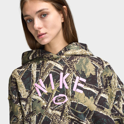 Nike Femme Studio Fleece OS PO Chandail à Capuchon ST Camo / Camo Vert - Rose Vif