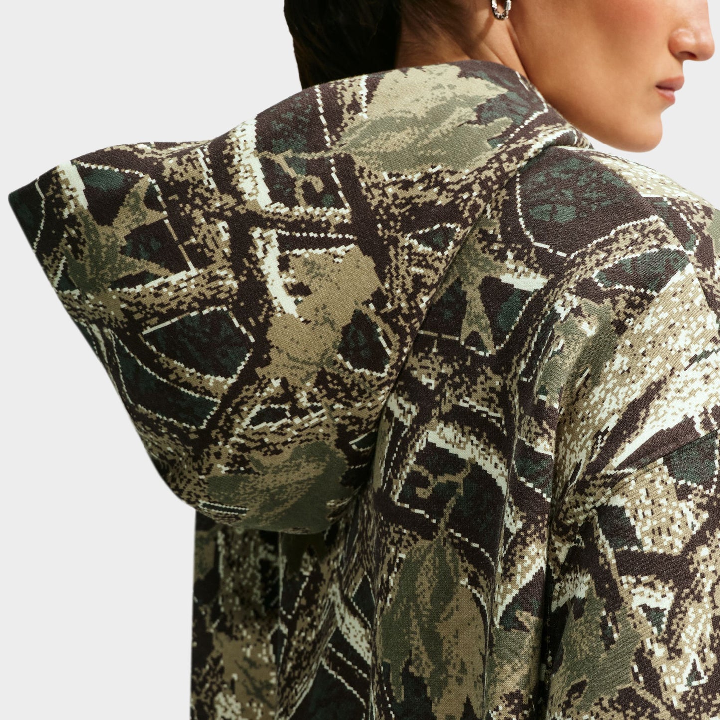 Nike Femme Studio Fleece OS PO Chandail à Capuchon ST Camo / Camo Vert - Rose Vif