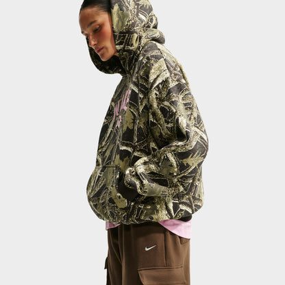 Nike Femme Studio Fleece OS PO Chandail à Capuchon ST Camo / Camo Vert - Rose Vif