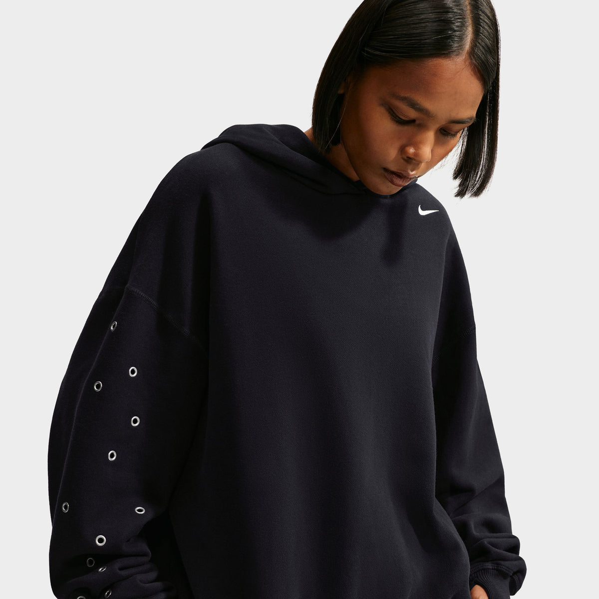 Nike Femme Studio Polaire Chandail à capuche Ample Mi-épais Noir total / Voile