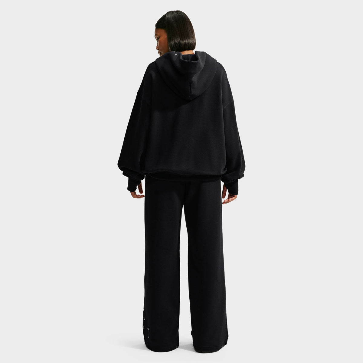 Nike Studio Fleece Midweight Studio Standard Fit Open Hem Wide Leg Total Black / Sail