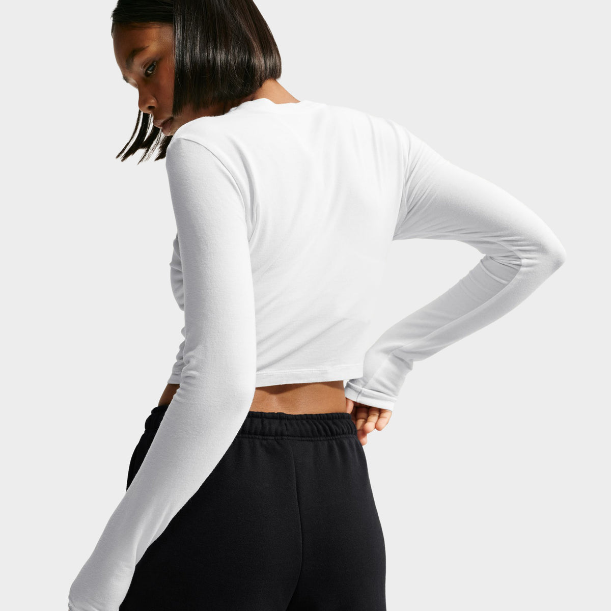 Nike Studio Fleece Midweight Studio Standard Fit Open Hem Wide Leg Total Black / Sail