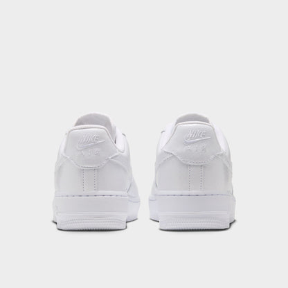 Nike Femme Air Force 1 Blanc / Blanc – Argent métallisé