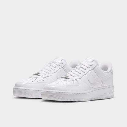 Nike Femme Air Force 1 Blanc / Blanc – Argent métallisé