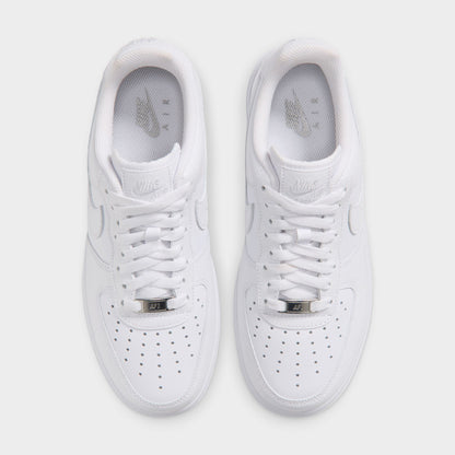 Nike Femme Air Force 1 Blanc / Blanc – Argent métallisé