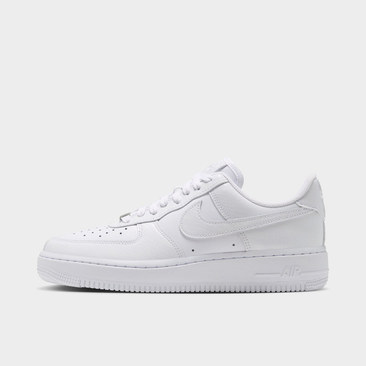 Nike Femme Air Force 1 Blanc / Blanc – Argent métallisé