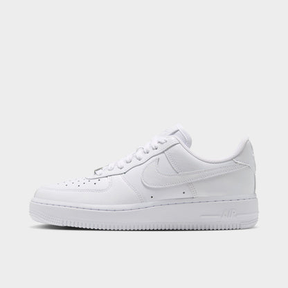 Nike Femme Air Force 1 Blanc / Blanc – Argent métallisé