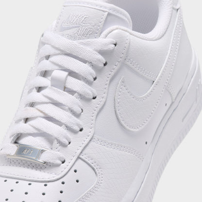 Nike Femme Air Force 1 Blanc / Blanc – Argent métallisé