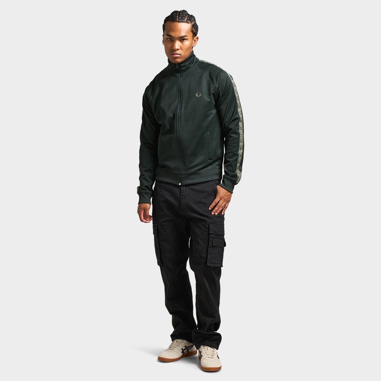 Fred Perry Contrast Tape Track Jacket / Night Green