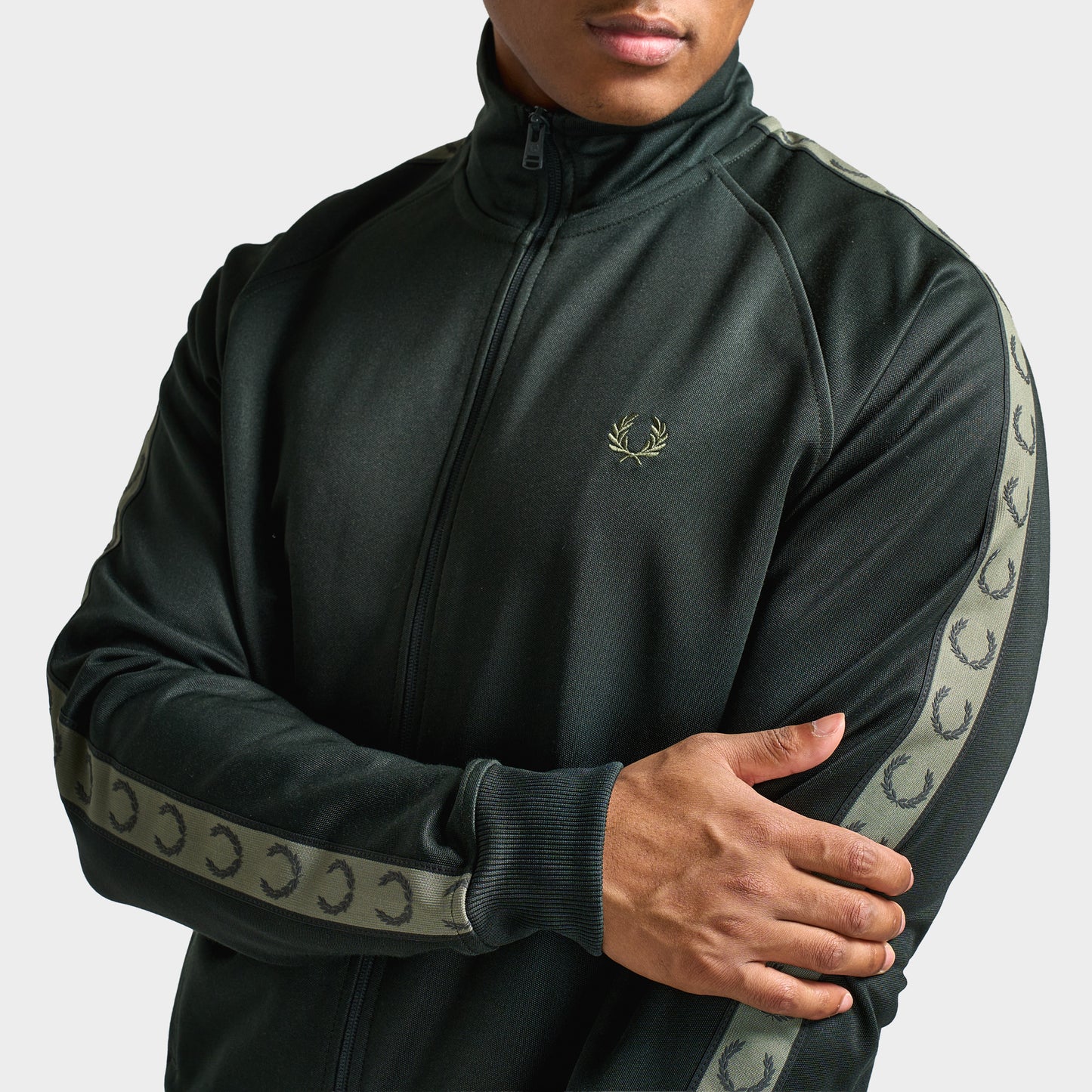Fred Perry Contrast Tape Track Jacket / Night Green