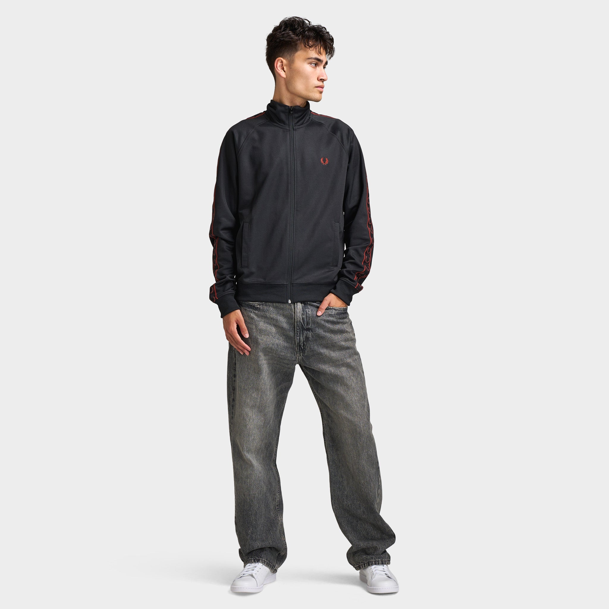 Fred Perry Contrast Tape Track Jacket Black / Black – JD Sports