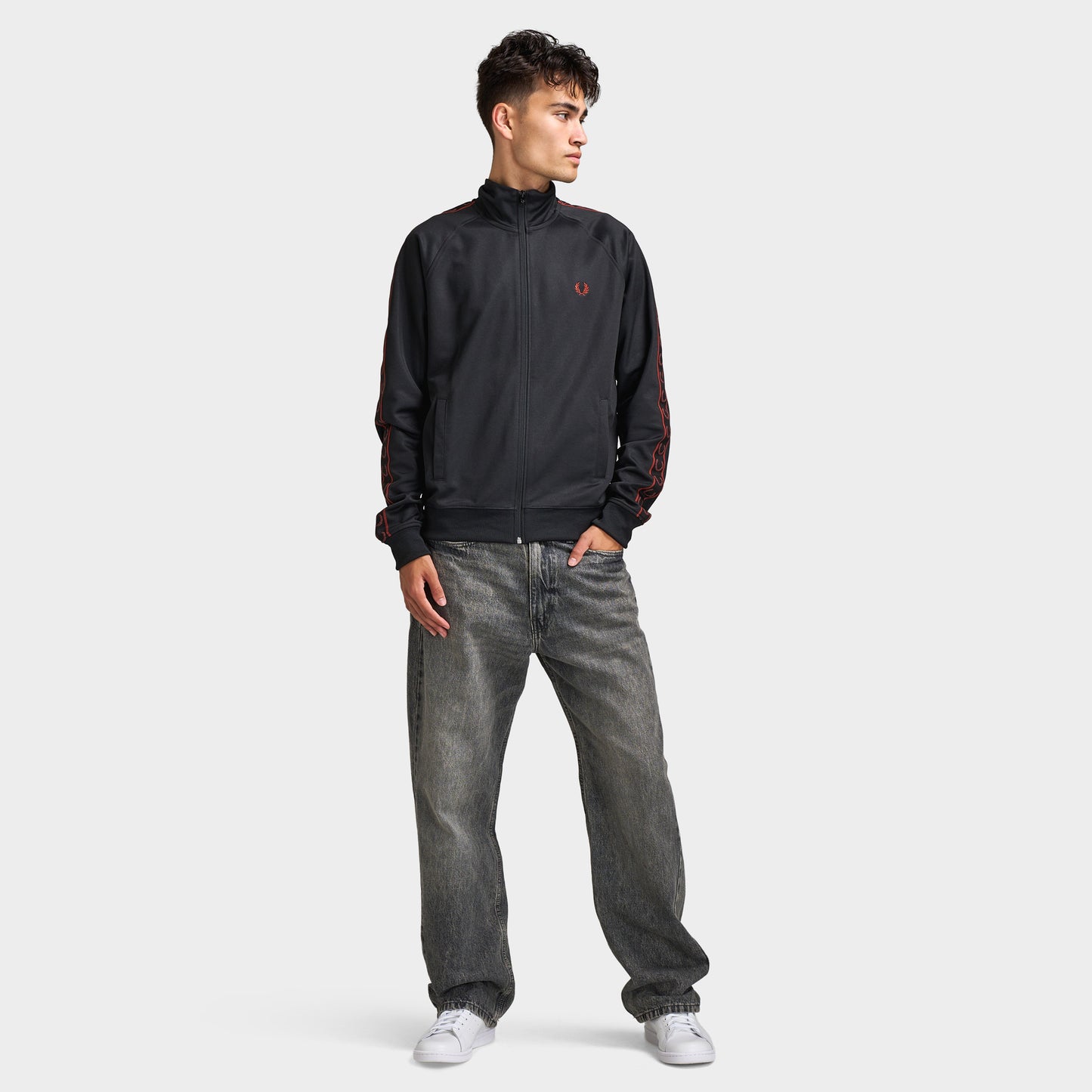 Fred Perry Contrast Tape Track Jacket Black / Black
