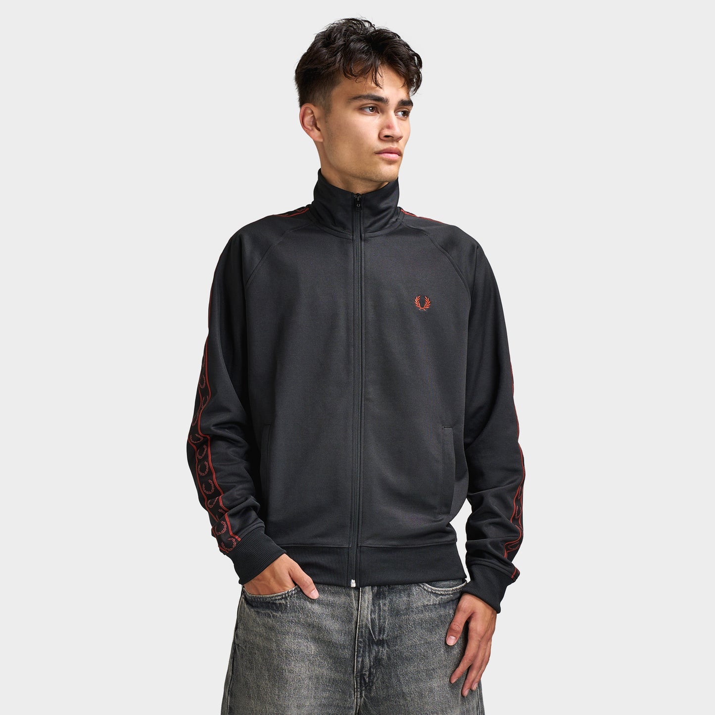 Fred Perry Contrast Tape Track Jacket Black / Black