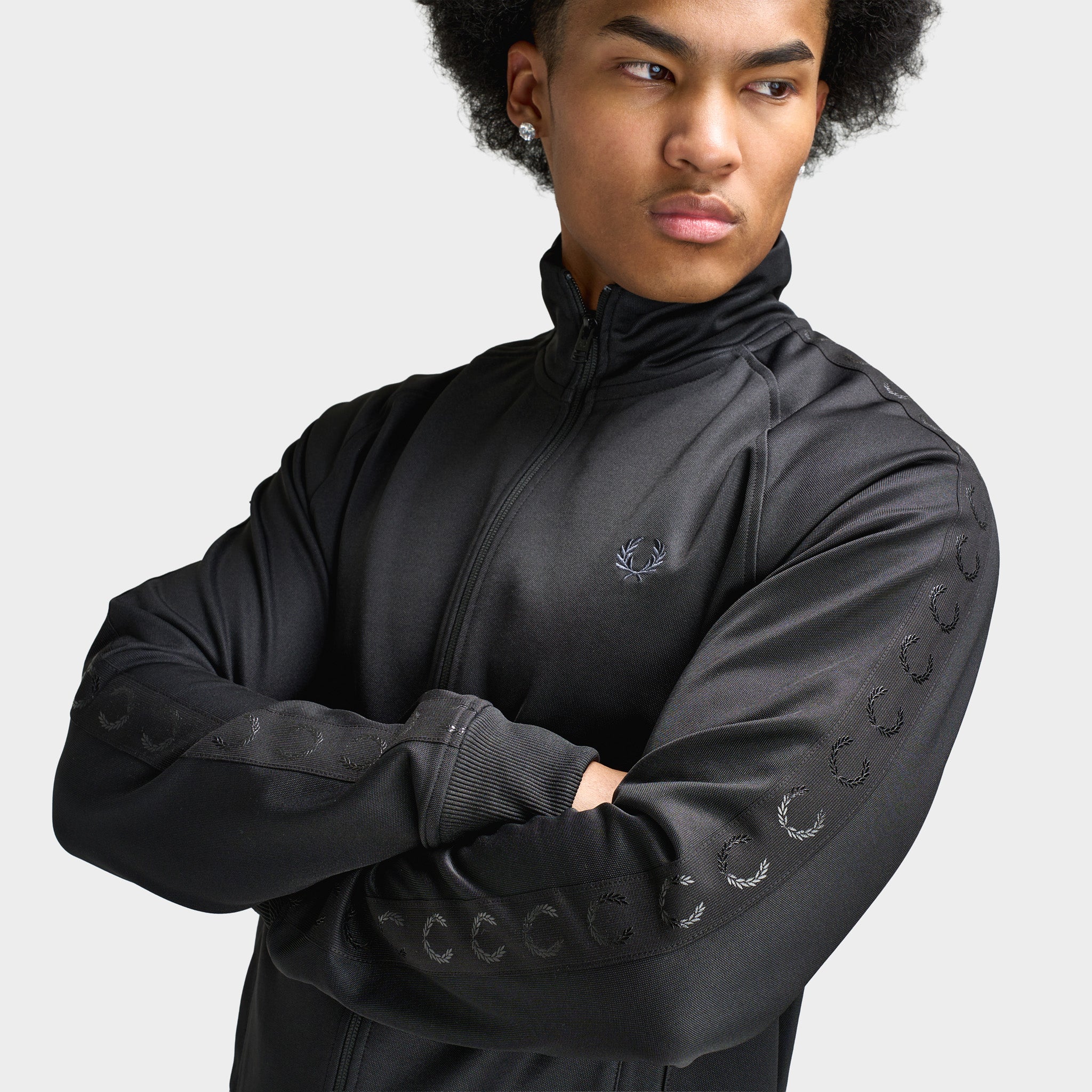 Fred Perry Contrast Tape Track Jacket Black / Black – JD Sports