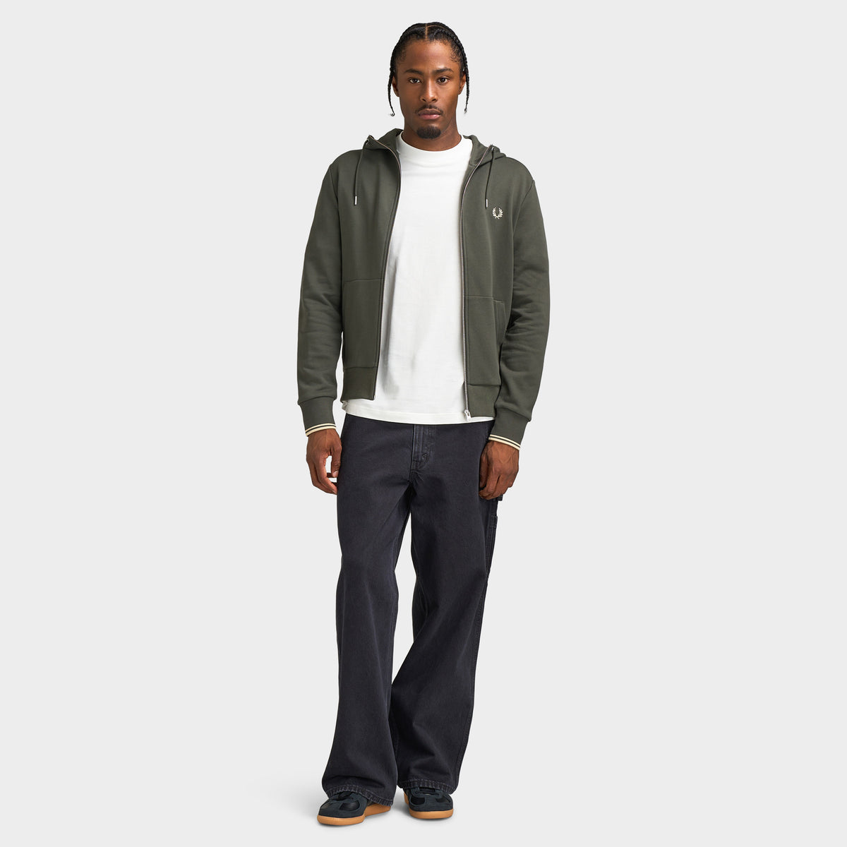 Fred Perry Fullzip Hoodie Field Green / Oatmeal