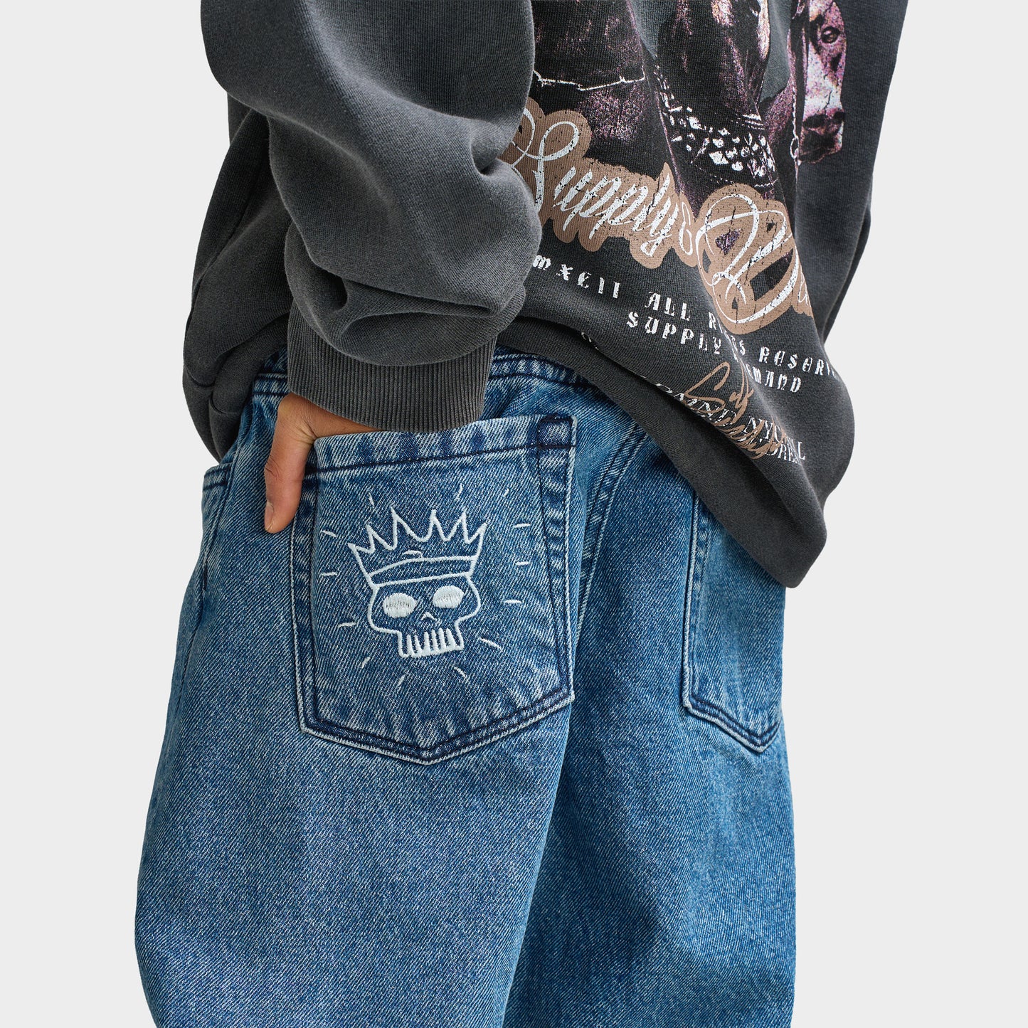 Jordan Craig Junior Jean Coupe Ample Brodé / Bleu