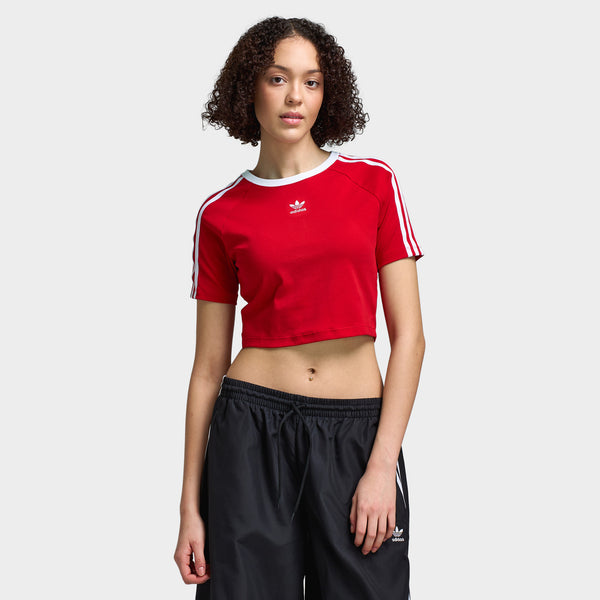 アディダス Adidas 【 Women's 3-Stripes Baby T-Shirt Womens 】 レディース adidas Women's 3 Stripe Baby T-Shirt / Better Scarlet | JD