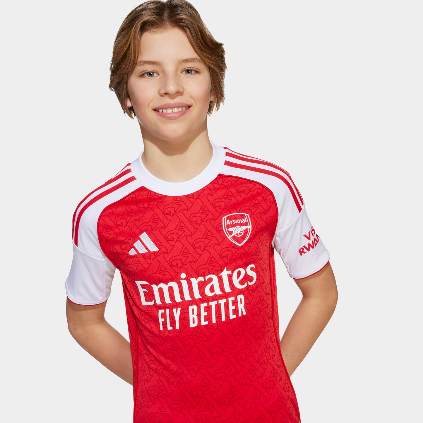 adidas Juniors' Arsenal FC 25/26 Jersey Youth Better Scarlet / White
