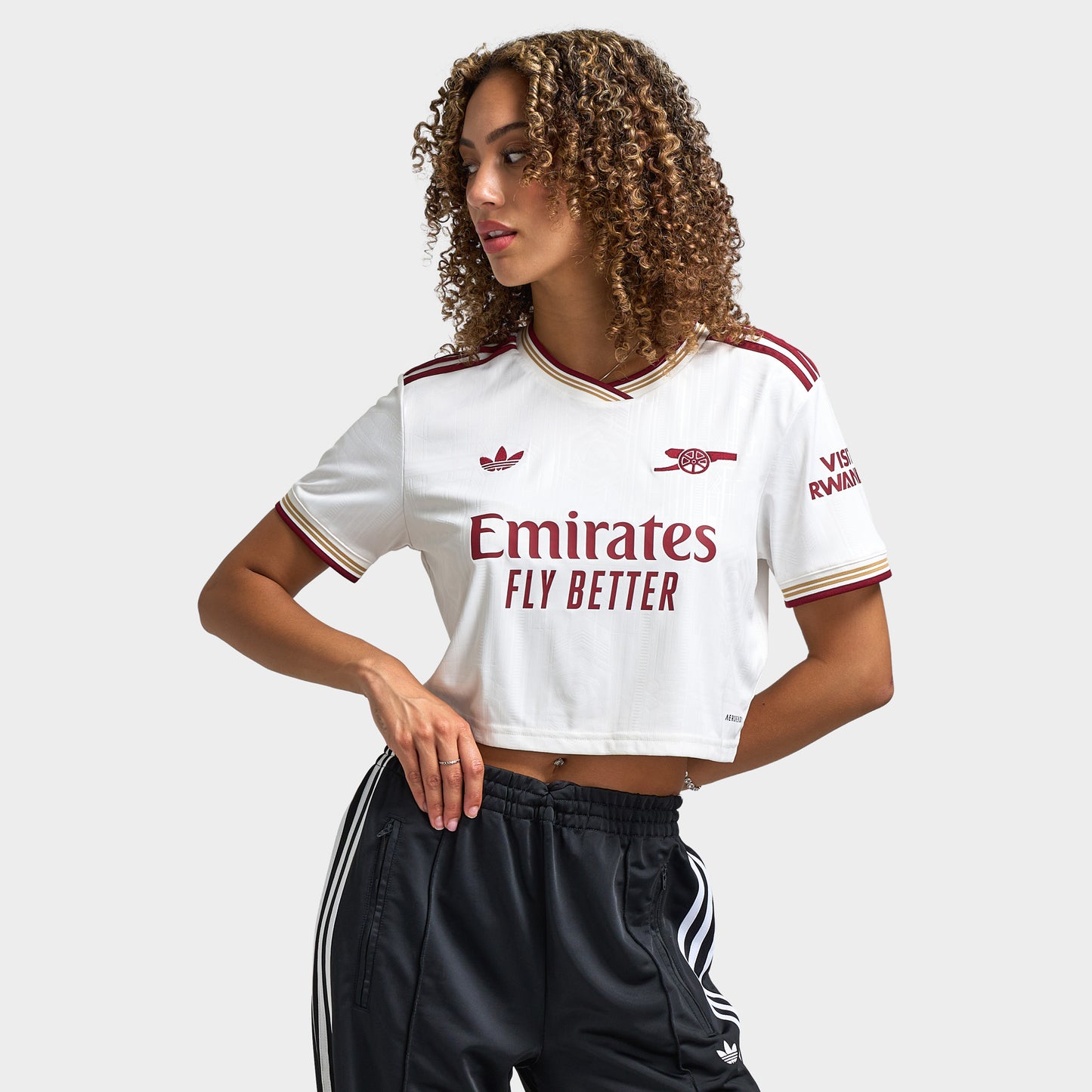 adidas Femmes Arsenal 3rd Cropped Maillot Blanc nuage / Bourgogne