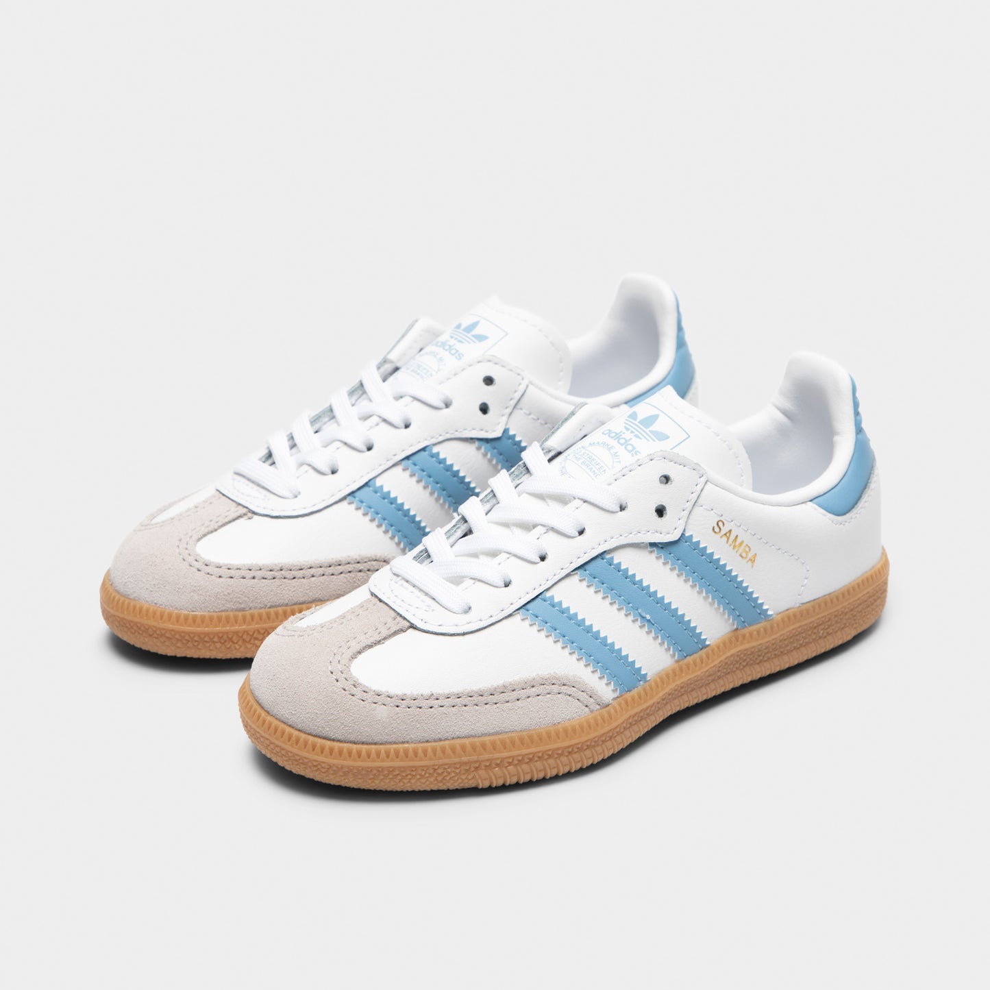 adidas Enfants Samba OG Blanc / Bleu Cendré - Gomme