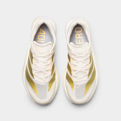 adidas Women's Adizero Boston 13 Chalk White / Gold Metallic - Orange Tint