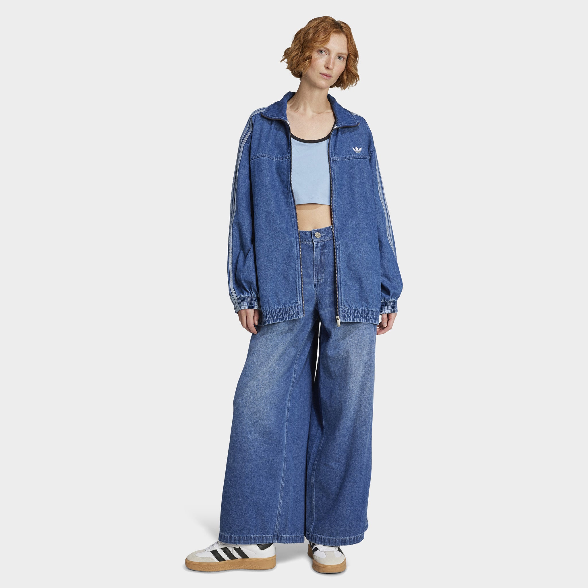 adidas Adicolor Denim adidasデニムジャージ adidas Women's Adicolor Denim Adilenium Oversized Track Top