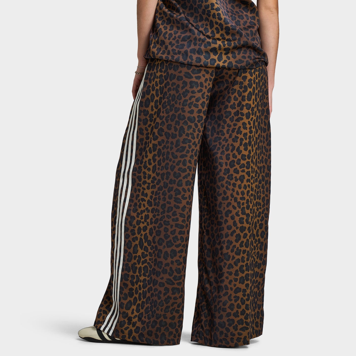 adidas Women's Wide Leg Satin Pant / Leopard