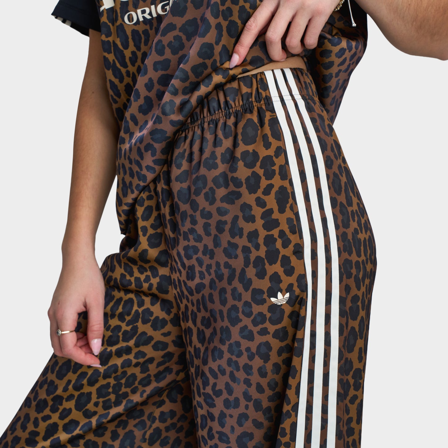 adidas Women's Wide Leg Satin Pant / Leopard