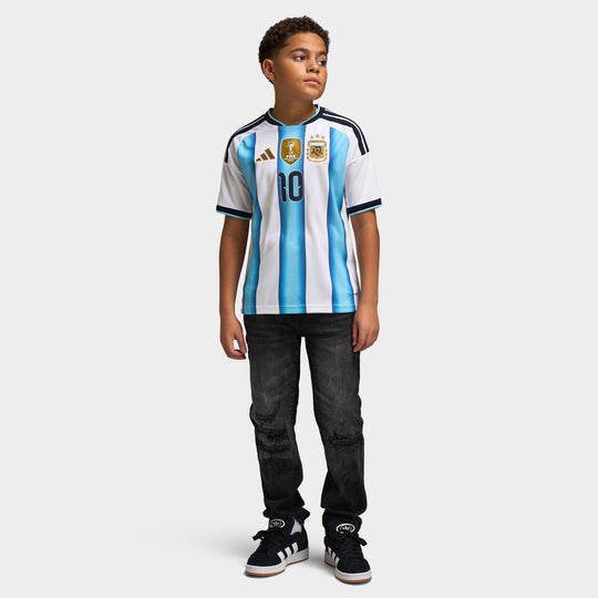 adidas Juniors' Argentina Replica Home Jersey Messi Blue / White