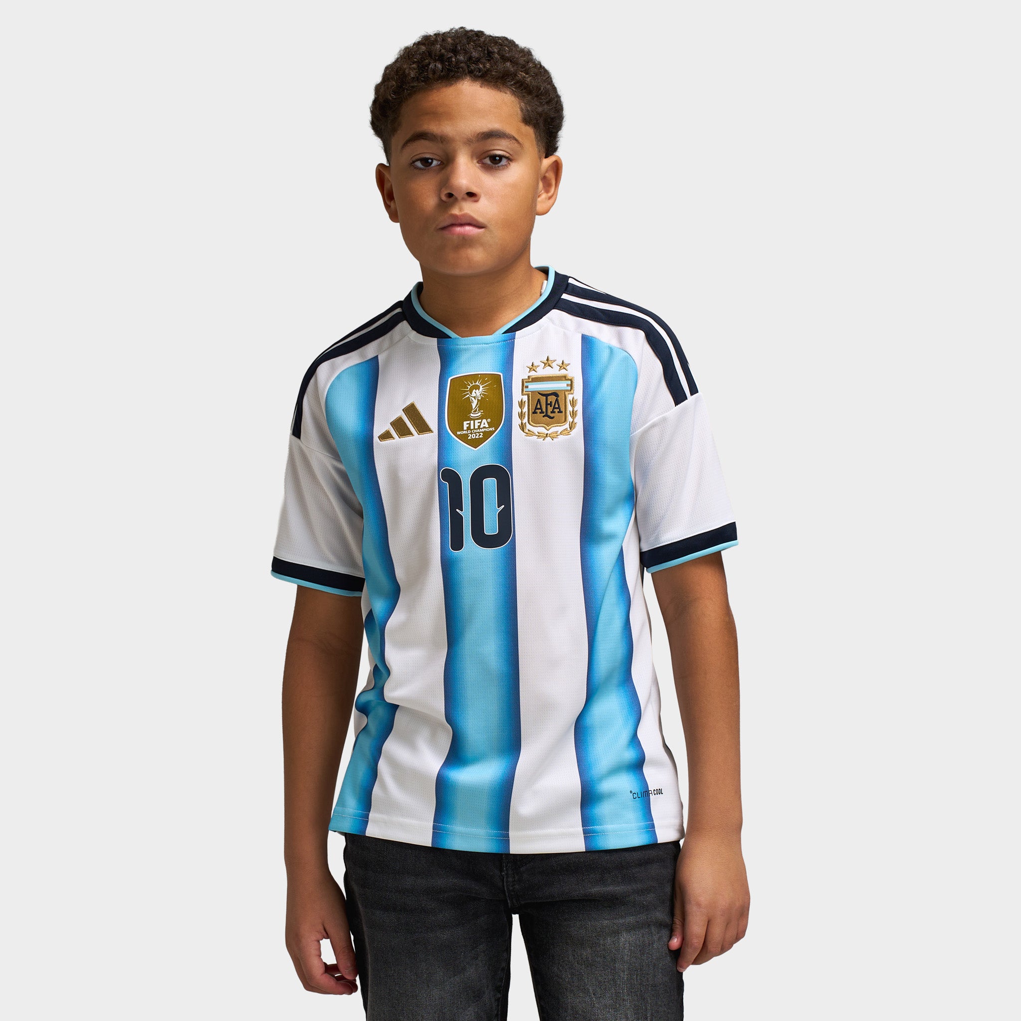 adidas Juniors' Argentina Replica Home Jersey Messi Blue / White