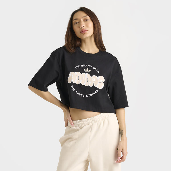 ★adidas★ 3S loose crop tee black adidas 3s Loose Crop Top 'Black' JC8149