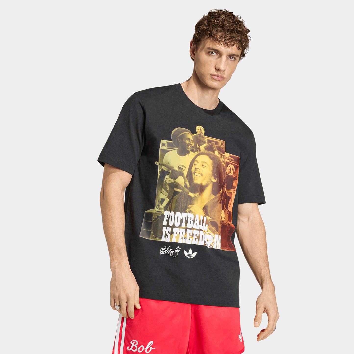 adidas Bob Marley Front Graphic T-Shirt / Black