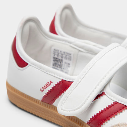 adidas Samba Jane pour filles - Blanc / Rouge Victory - Gomme