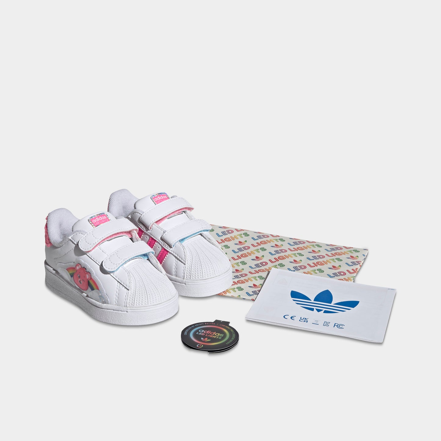adidas Infants' Care Bears Superstar LED Lights Comfort Closure White / Lucid Pink - Bliss Pink