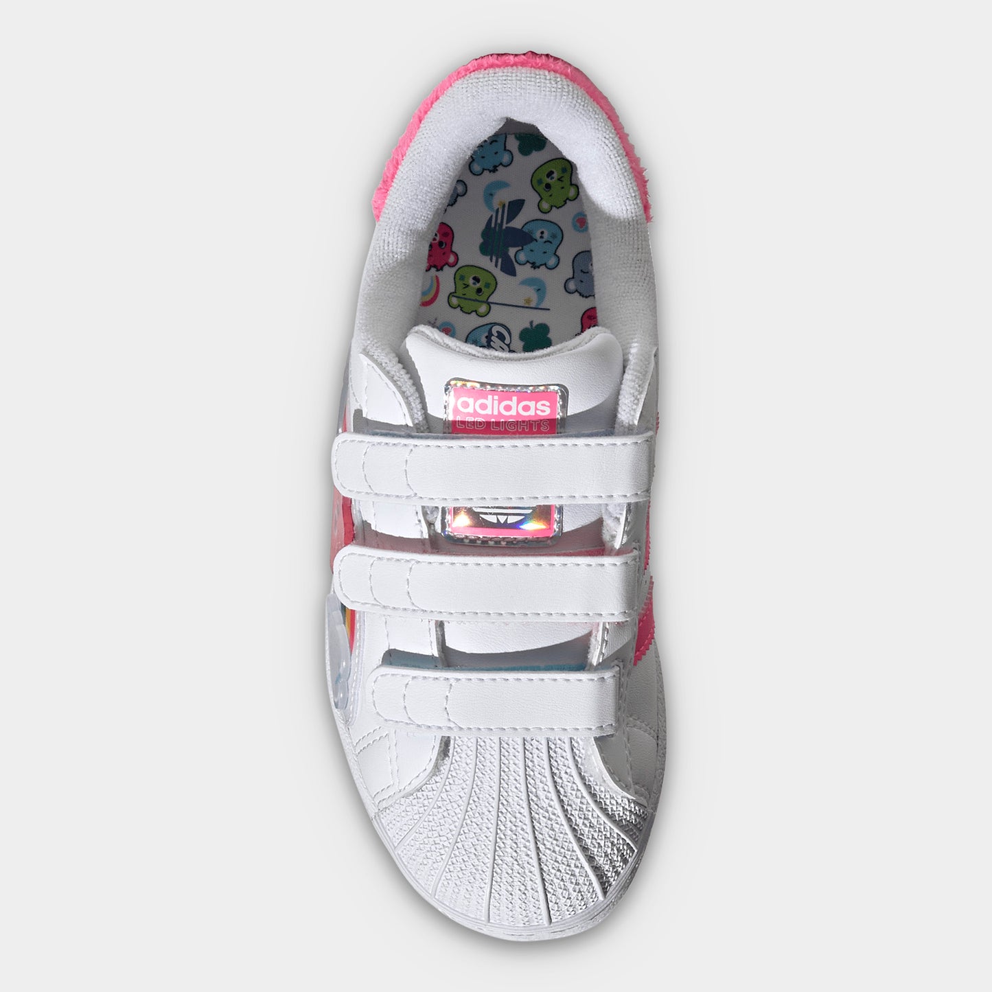 adidas Children's Care Bears Superstar LED Lights Comfort Closure White / Lucid Pink - Bliss Pink