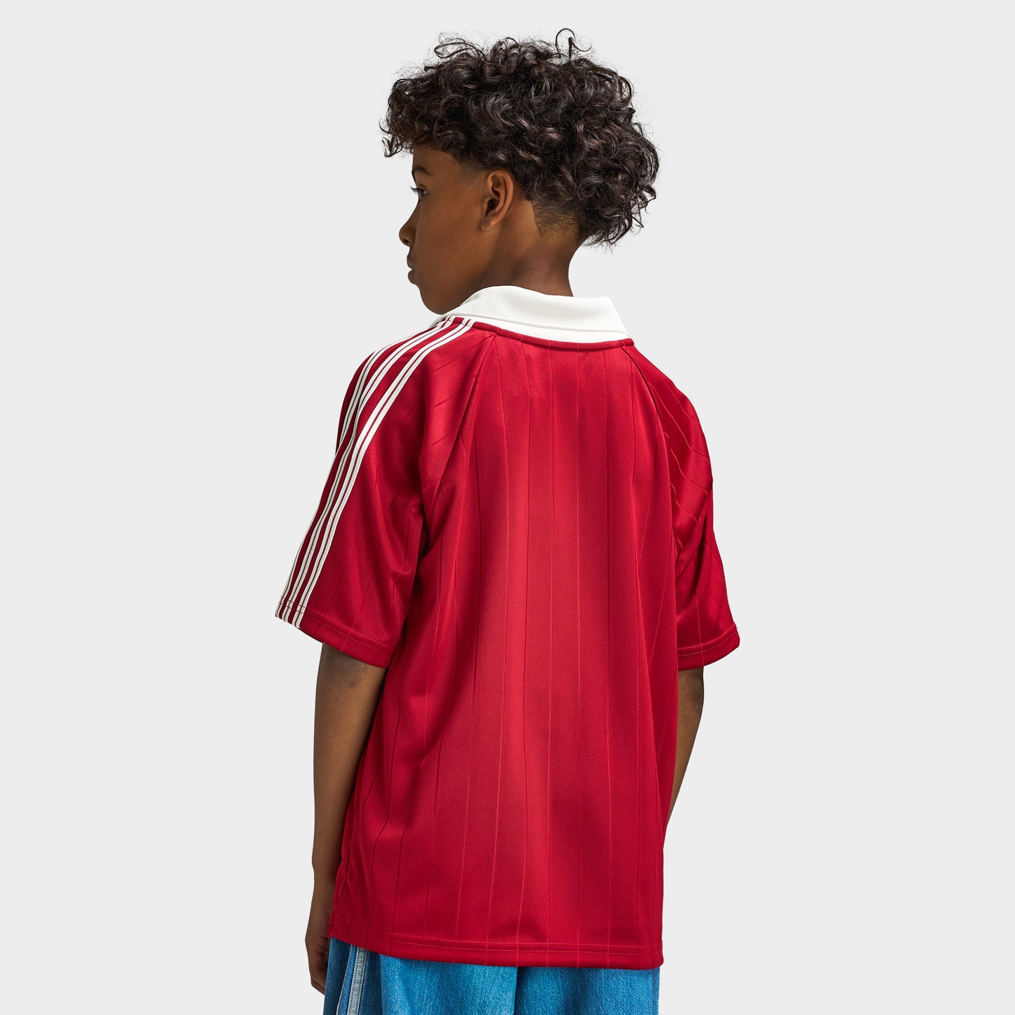 adidas Juniors' Pinstripe Collared Jersey / Team Victory Red