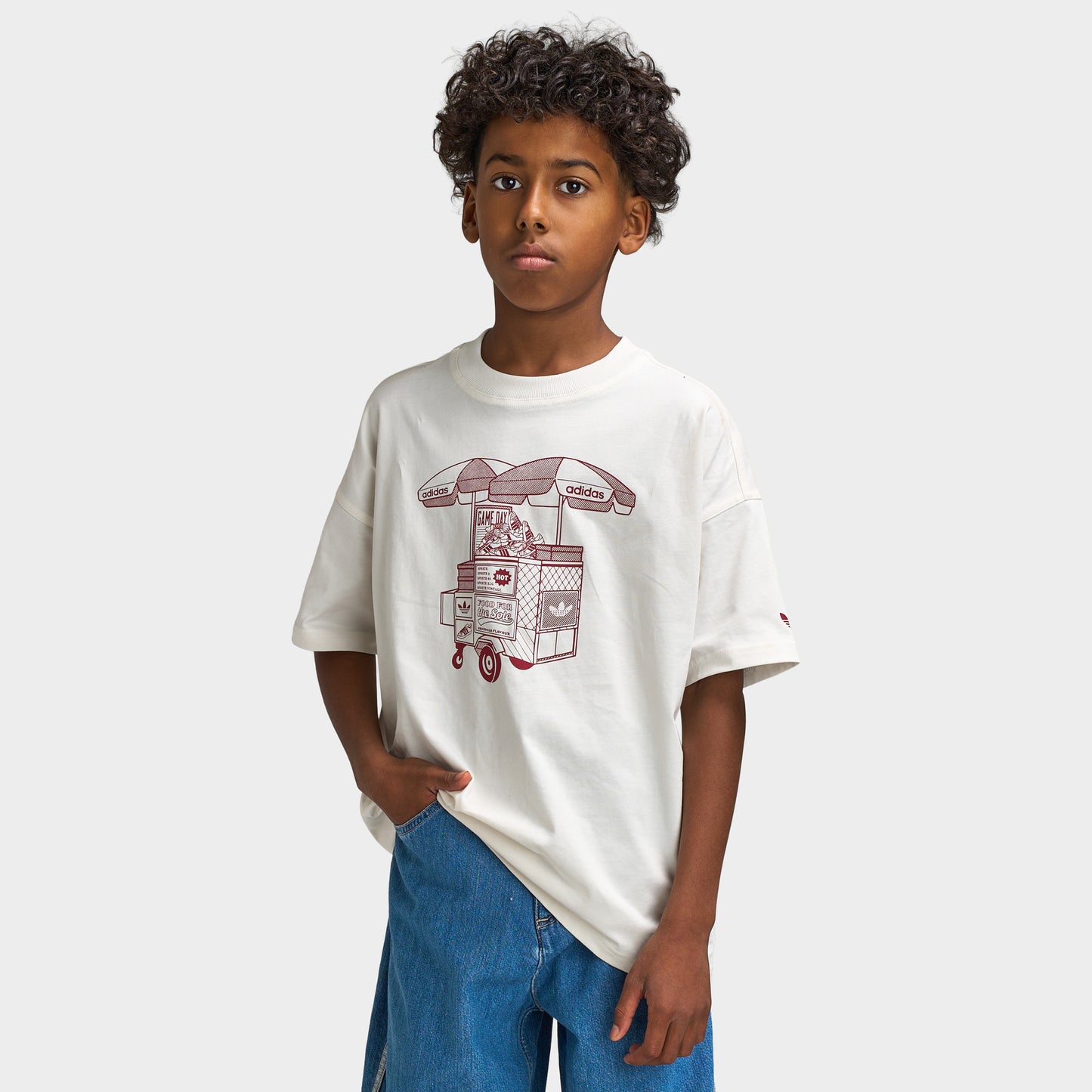 adidas Juniors Foodcart Coupe Ample T-shirt / Blanc Nuage