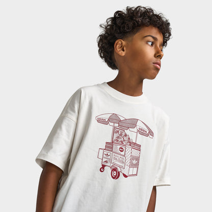 adidas Juniors Foodcart Coupe Ample T-shirt / Blanc Nuage