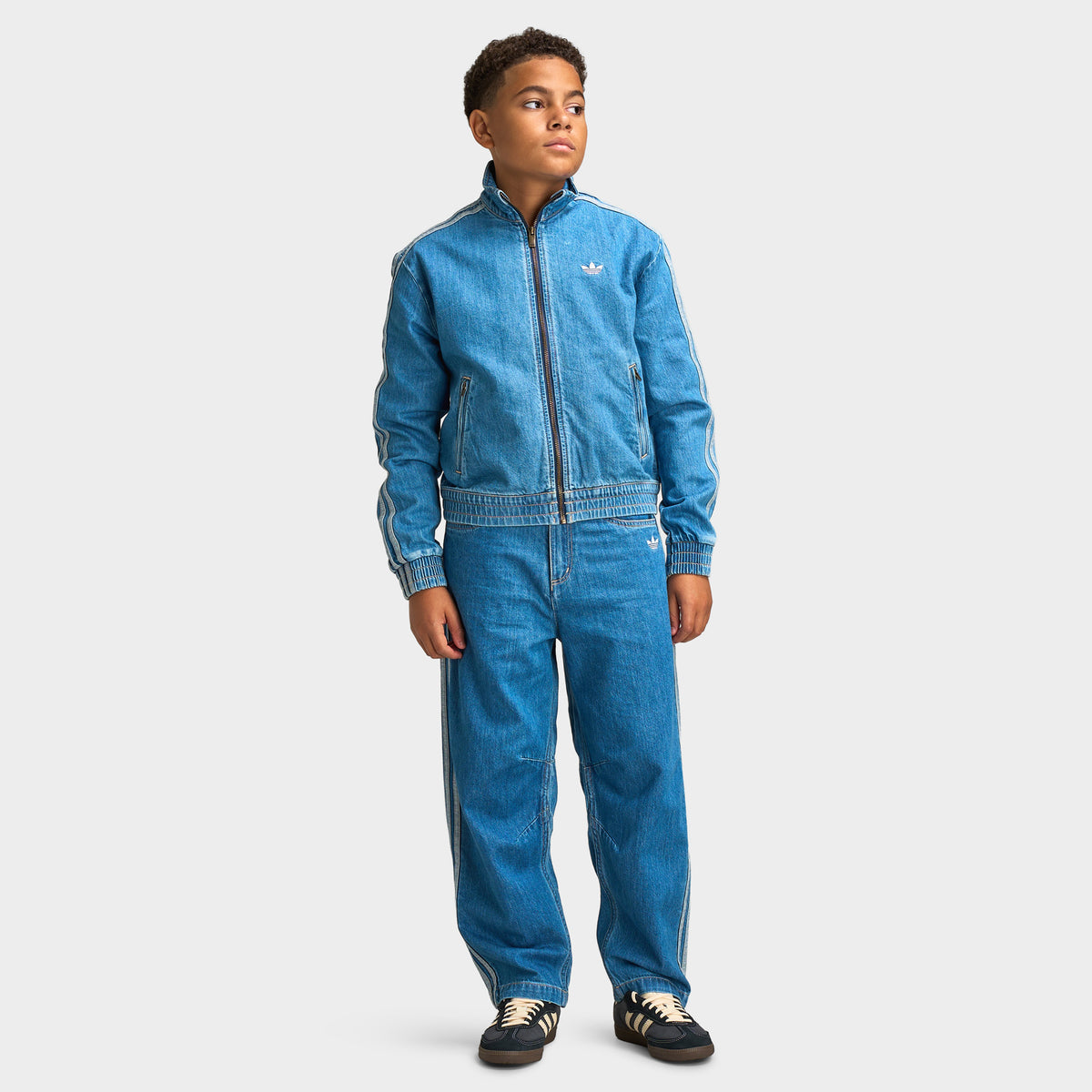 adidas Firebird Junior Pantalon Plissé en Denim  / Moyen Vintage