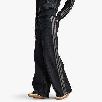 adidas Pantalon en denim large taille haute / Denim noir