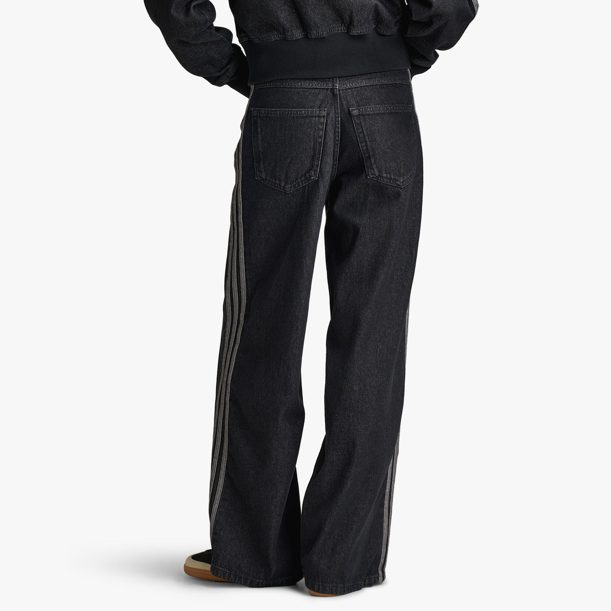 adidas Pantalon en denim large taille haute / Denim noir
