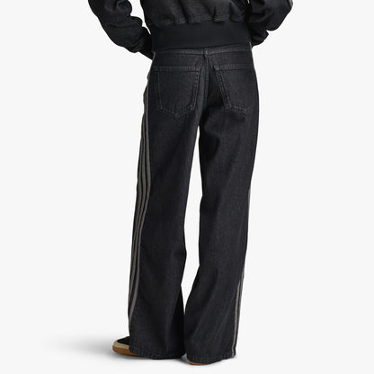 adidas Pantalon en denim large taille haute / Denim noir