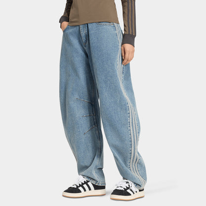 adidas High Rise Barrel Leg Denim Pant / Worn Blue Denim