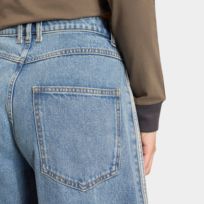 adidas High Rise Barrel Leg Denim Pant / Worn Blue Denim
