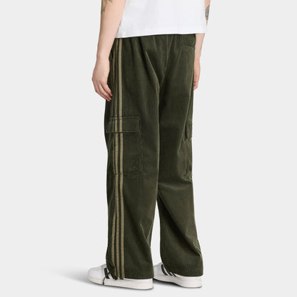 adidas Adicolor Cord Cargo Pants. Back view of night cargo corduroy pants with wide legs, rear pockets and relaxed silhouette.