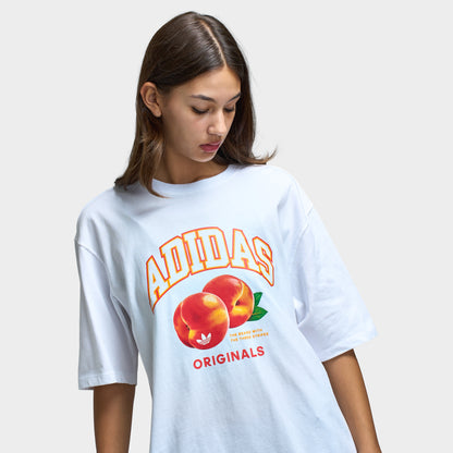 adidas Women's Oversized Peach Graphic T-Shirt / White